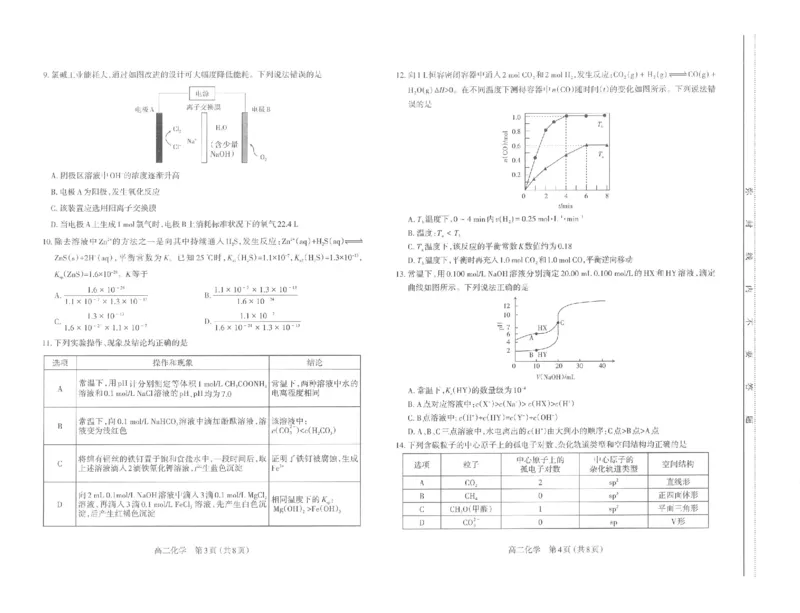 高二化学太原市2025-2026学年高二年级第一学期期末学业诊断-化学_2026年02月高二试卷_260207山西省太原市2025-2026学年高二上学期期末学业诊断（全）