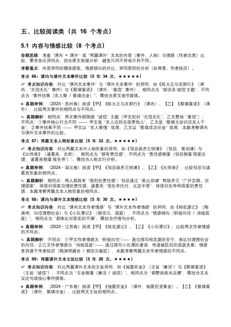 近5年全国各地中考语文古诗文阅读（文言文内容理解）100个高频考点+30个高频易错点_中考复习资料_语数英物化_1语文中考复习_2026年中考复习（更新中）_2026年全国中考语文一轮复习讲义