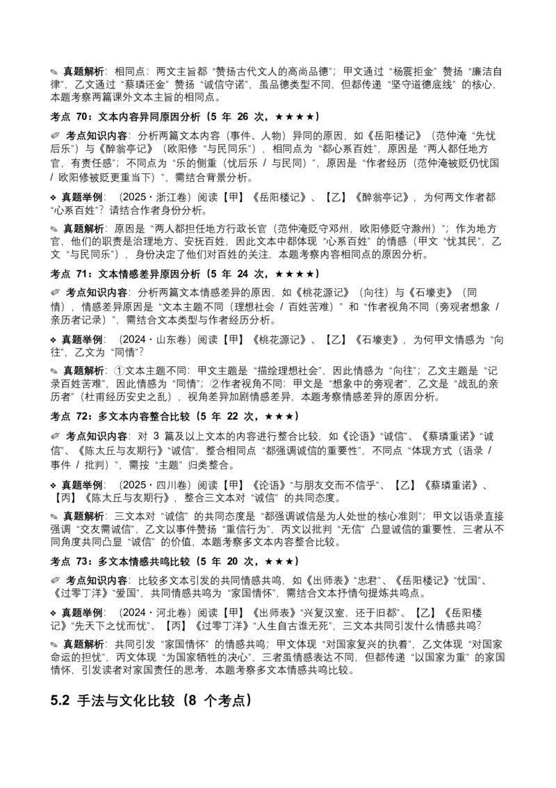近5年全国各地中考语文古诗文阅读（文言文内容理解）100个高频考点+30个高频易错点_中考复习资料_语数英物化_1语文中考复习_2026年中考复习（更新中）_2026年全国中考语文一轮复习讲义