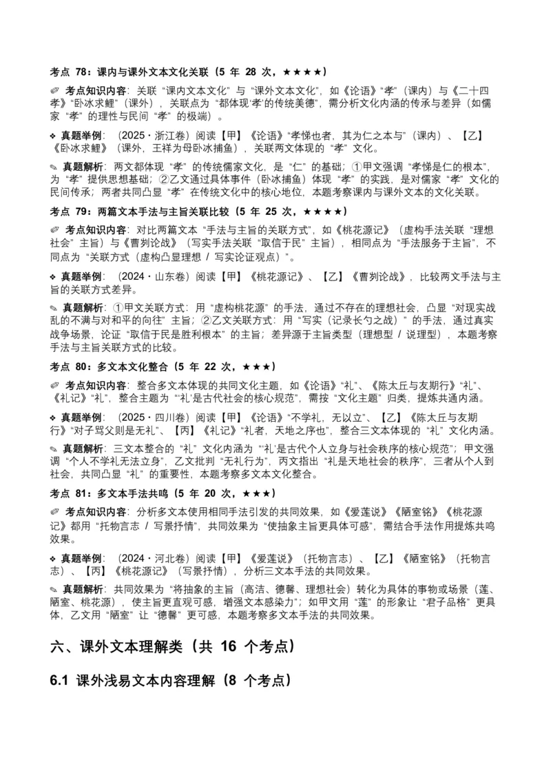 近5年全国各地中考语文古诗文阅读（文言文内容理解）100个高频考点+30个高频易错点_中考复习资料_语数英物化_1语文中考复习_2026年中考复习（更新中）_2026年全国中考语文一轮复习讲义