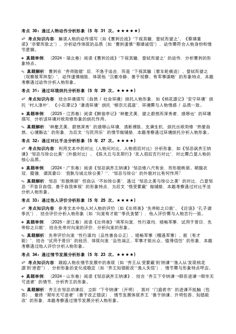 近5年全国各地中考语文古诗文阅读（文言文内容理解）100个高频考点+30个高频易错点_中考复习资料_语数英物化_1语文中考复习_2026年中考复习（更新中）_2026年全国中考语文一轮复习讲义