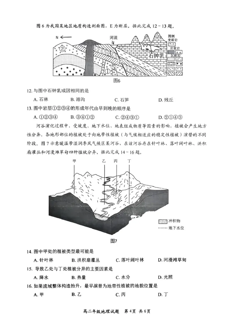 四川省自贡市2025-2026学年高二上学期1月期末地理试卷_2026年02月高二试卷_260216四川省自贡市2025-2026学年高二上学期1月期末