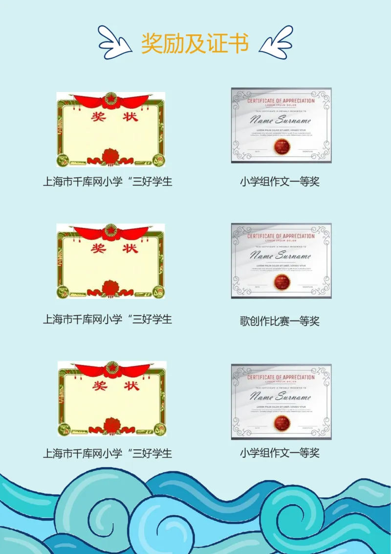 升学君整理蓝色卡通海洋-小升初简历模板_小升初《学生简历模板》单页+多页_66份小升初简历整理