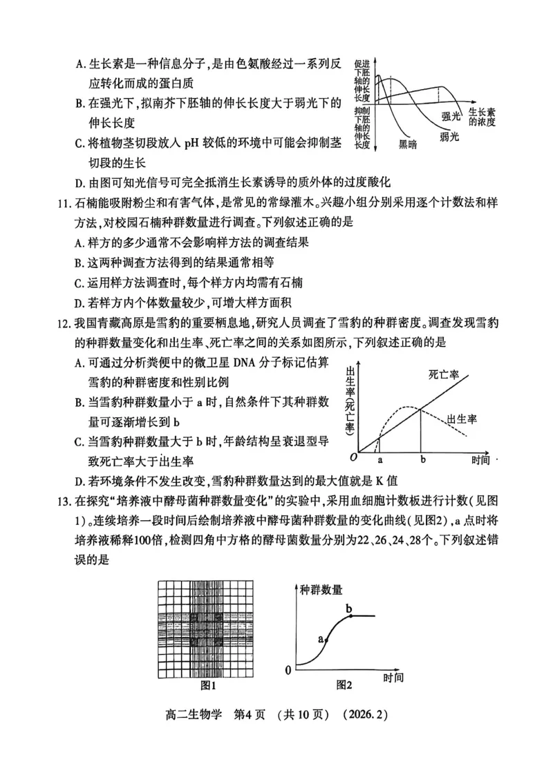 生物试卷_2026年02月高二试卷_260214河南省洛阳市2025-2026学年高二上学期2月期末考试（全）_河南省洛阳市2025-2026学年高一上学期2月期末考试生物试题含答案