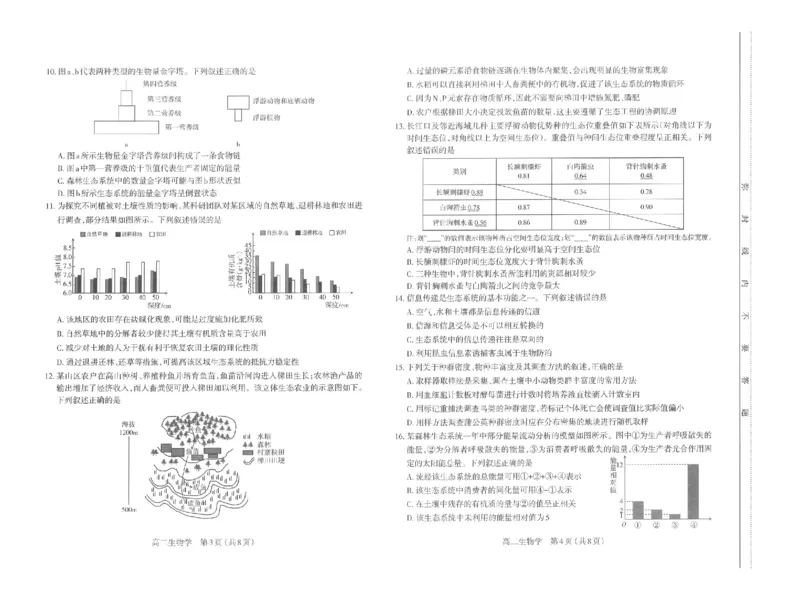 高二生物太原市2025-2026学年高二年级第一学期期末学业诊断-生物学_2026年02月高二试卷_260207山西省太原市2025-2026学年高二上学期期末学业诊断（全）