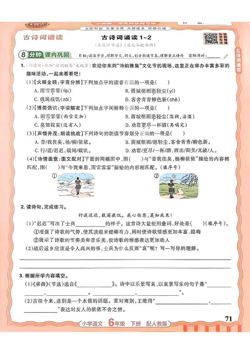 语文王朝霞活页同步练习册6下_2026春小学教辅大合集_8-26春《王朝霞》系列_02.2026春WZX活页同步练习册_26春语文