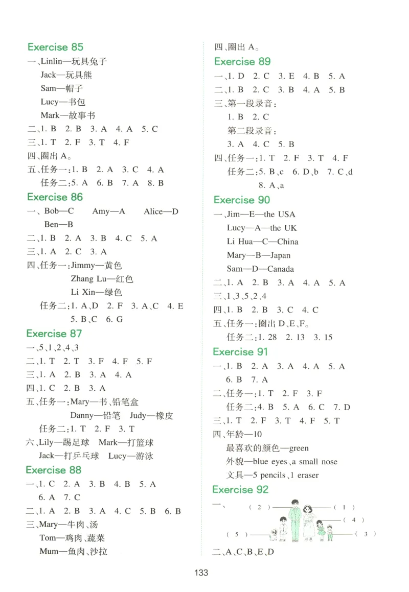 三年级英语26版《一本小学英语听力训练100篇》答案速查与听力原文_三年级英语26版《一本小学英语听力训练100篇》