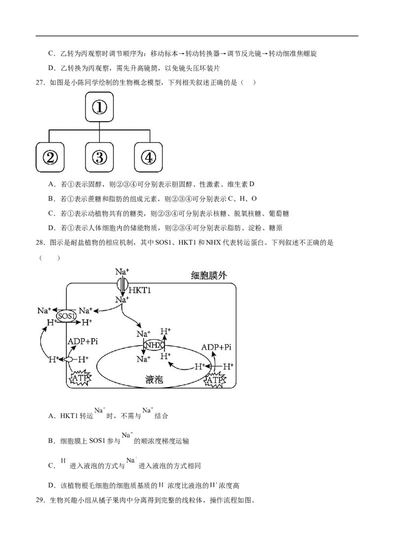 河北安平中学2025-2026学年高一下学期寒假作业测试生物试卷_2026年03月高一试卷_260317河北安平中学2025-2026学年高一下学期寒假作业测试试卷