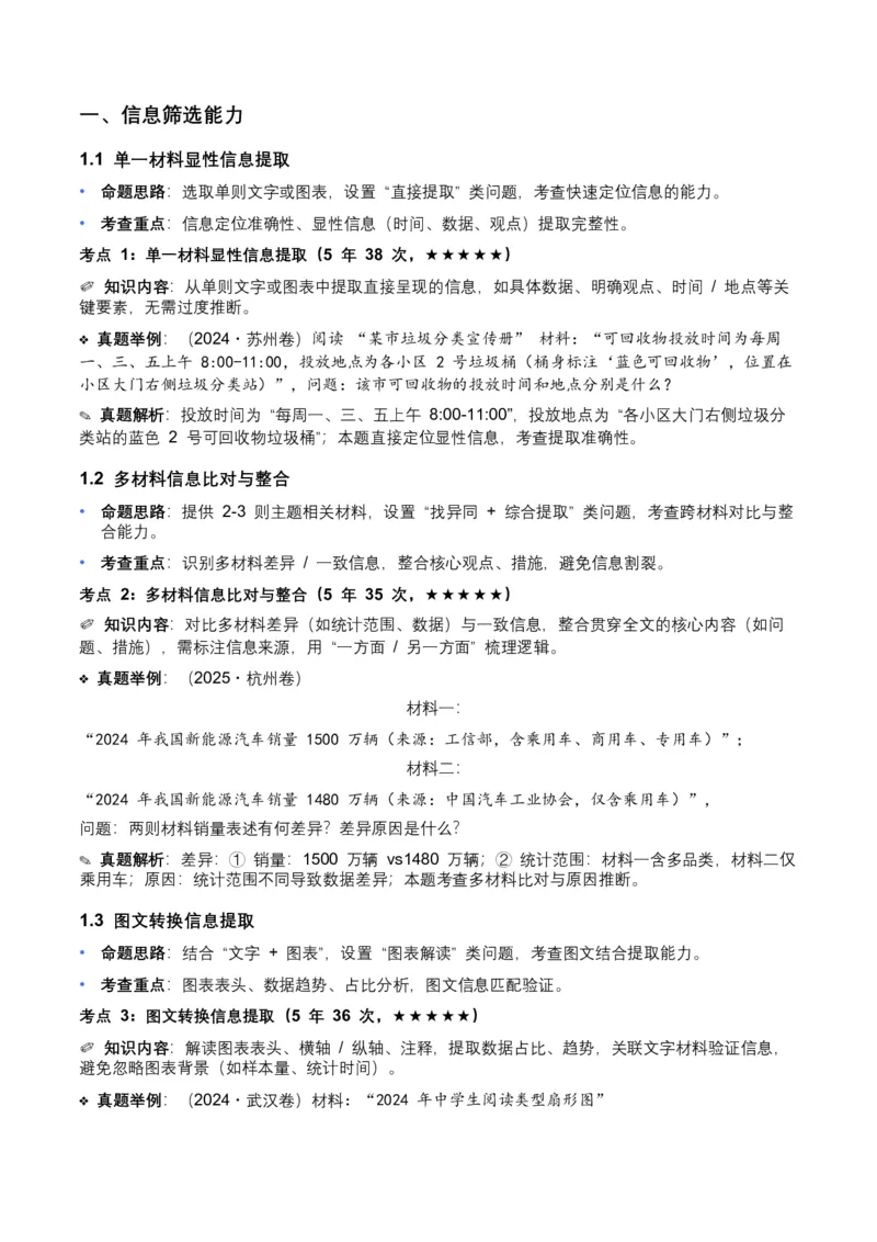 近5年全国各地中考语文非连续文本（信息筛选、辨析、概括）12个高频考点+8个高频易错点_中考复习资料_语数英物化_1语文中考复习_2026年中考复习（更新中）