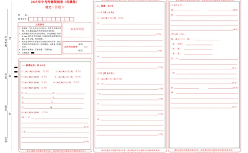 语文（西藏卷）（答题卡）_中考复习资料_语数英物化_1语文中考复习_赠送：2025中考模拟题_2025年语文押题预测_语文（西藏卷）-2025年中考押题预测卷