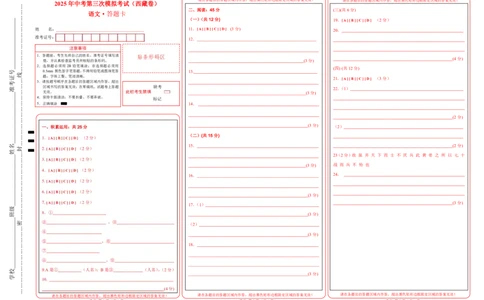 语文（西藏卷）（答题卡）_中考复习资料_语数英物化_1语文中考复习_赠送：2025中考模拟题_2025年语文三模_语文（西藏卷）-2025年中考第三次模拟考试