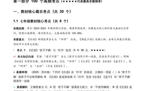 近5年全国各地中考语文文学文化常识100个高频考点+30个高频易错点_中考复习资料_语数英物化_1语文中考复习_2026年中考复习（更新中）_2026年全国中考语文一轮复习讲义