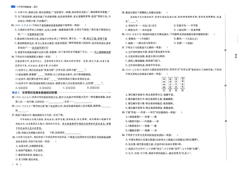 25一本小升初冲刺新卷-语文