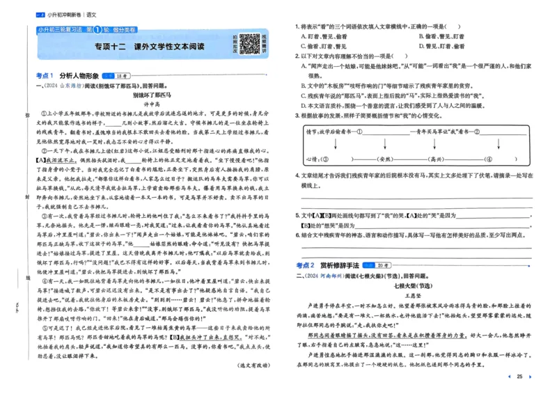 25一本小升初冲刺新卷-语文