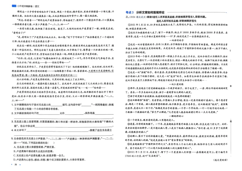 25一本小升初冲刺新卷-语文