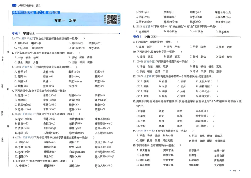 25一本小升初冲刺新卷-语文