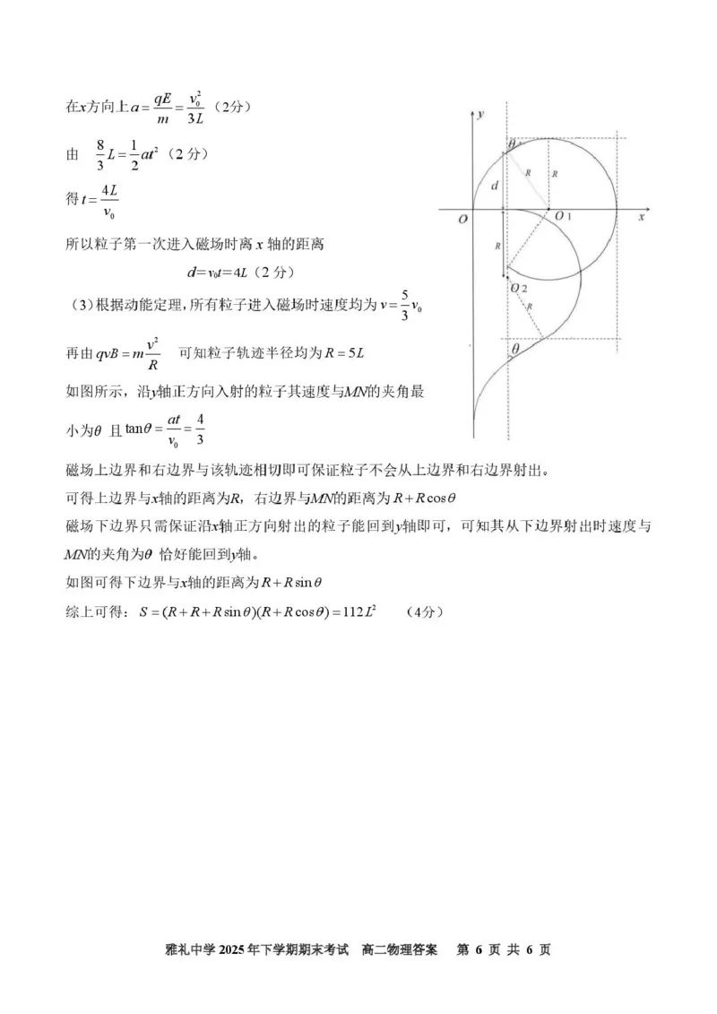 湖南省长沙市雅礼中学2025-2026学年高二上学期期末考试物理试卷（PDF版，含解析）_2026年02月高二试卷_260207湖南省长沙市雅礼中学2025-2026学年高二上学期期末考试