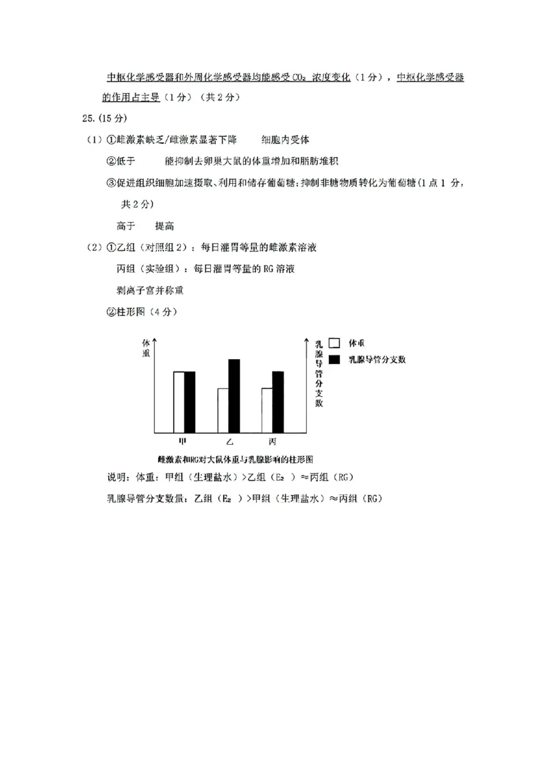 扫描件_参考答案生物_2026年02月高二试卷_260219浙江省丽水市2025-2026学年上学期高二期末教学质量监控（全）_浙江省丽水市2025-2026学年上学期高二期末教学质量监控生物试题含答案