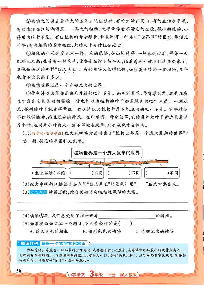 语文王朝霞活页同步练习册3下_2026春小学教辅大合集_8-26春《王朝霞》系列_02.2026春WZX活页同步练习册_26春语文