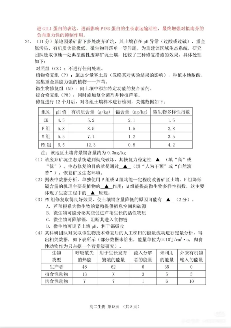 生物试题卷详细解析与答案_2026年02月高二试卷_260219江苏省苏州市2025-2026学年度高二上学期期末考试（全）_江苏苏州市2025-2026学年高二上学期期末考试生物试题（含答案）