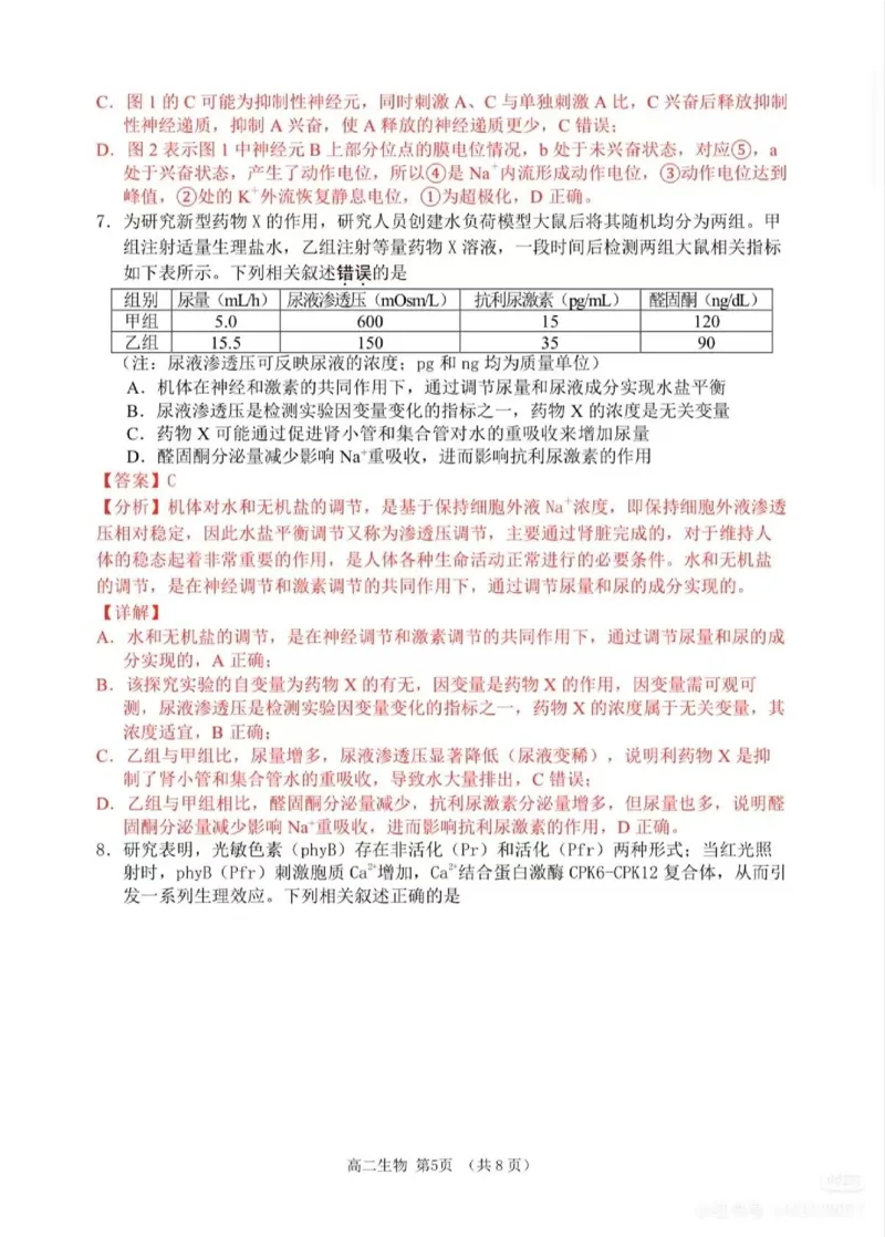 生物试题卷详细解析与答案_2026年02月高二试卷_260219江苏省苏州市2025-2026学年度高二上学期期末考试（全）_江苏苏州市2025-2026学年高二上学期期末考试生物试题（含答案）