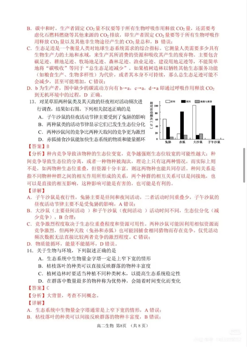 生物试题卷详细解析与答案_2026年02月高二试卷_260219江苏省苏州市2025-2026学年度高二上学期期末考试（全）_江苏苏州市2025-2026学年高二上学期期末考试生物试题（含答案）