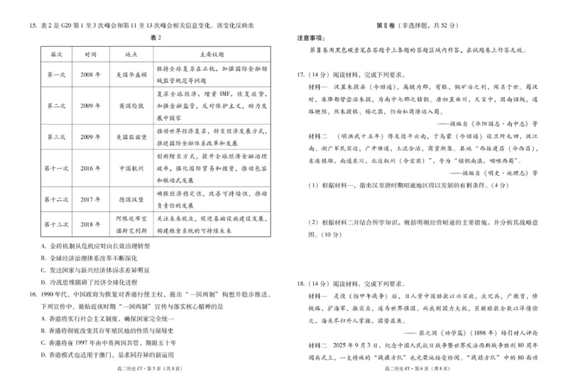 昭通市第一中学2026年春季学期高二年级开学考试历史-试卷_副本_2026年03月高二试卷_260326云南昭通市第一中学2025-2026学年春季学期高二年级开学考试