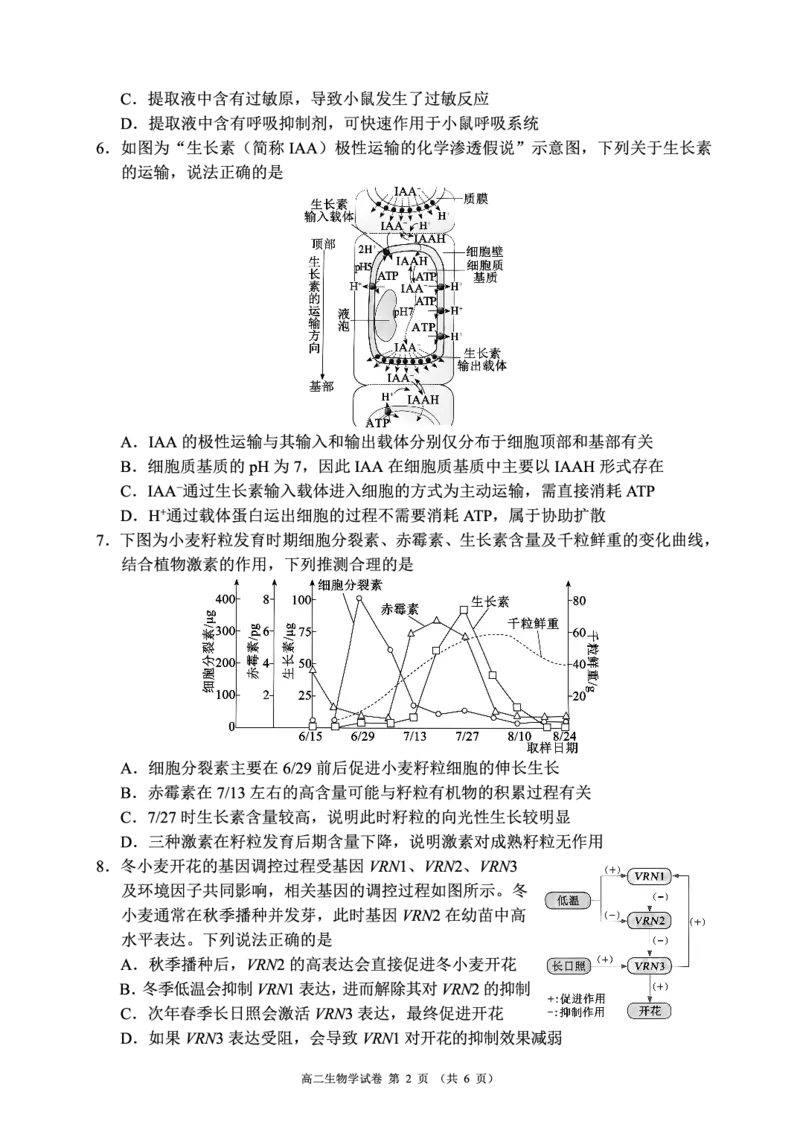 四川省蓉城名校联盟2027届高二上学期期末考试生物_2026年02月高二试卷_260206四川省蓉城名校联盟2027届高二上学期期末考试（全）