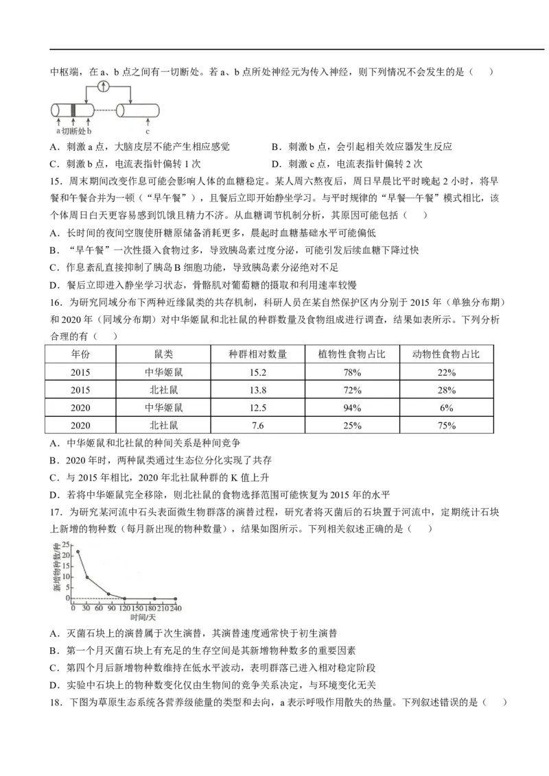 河北省邢台市卓越联盟2025-2026学年高二下学期开学测评生物试卷（含解析）_2026年03月高二试卷_260317河北省邢台市卓越联盟2025-2026学年高二下学期开学测评试卷（全科）