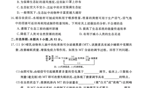 山西省晋城市2025-2026学年高二年级上学期期末自测生物学（图片版，含解析）_2026年02月高二试卷_260219山西省晋城市2025-2026学年高二上学期2月期末自测（全）