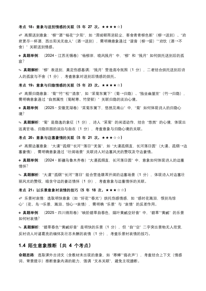 近5年全国各地语文中考意象、画面与意境50个高频考点+30个高频易错点_中考复习资料_语数英物化_1语文中考复习_2026年中考复习（更新中）_2026年全国中考语文一轮复习讲义