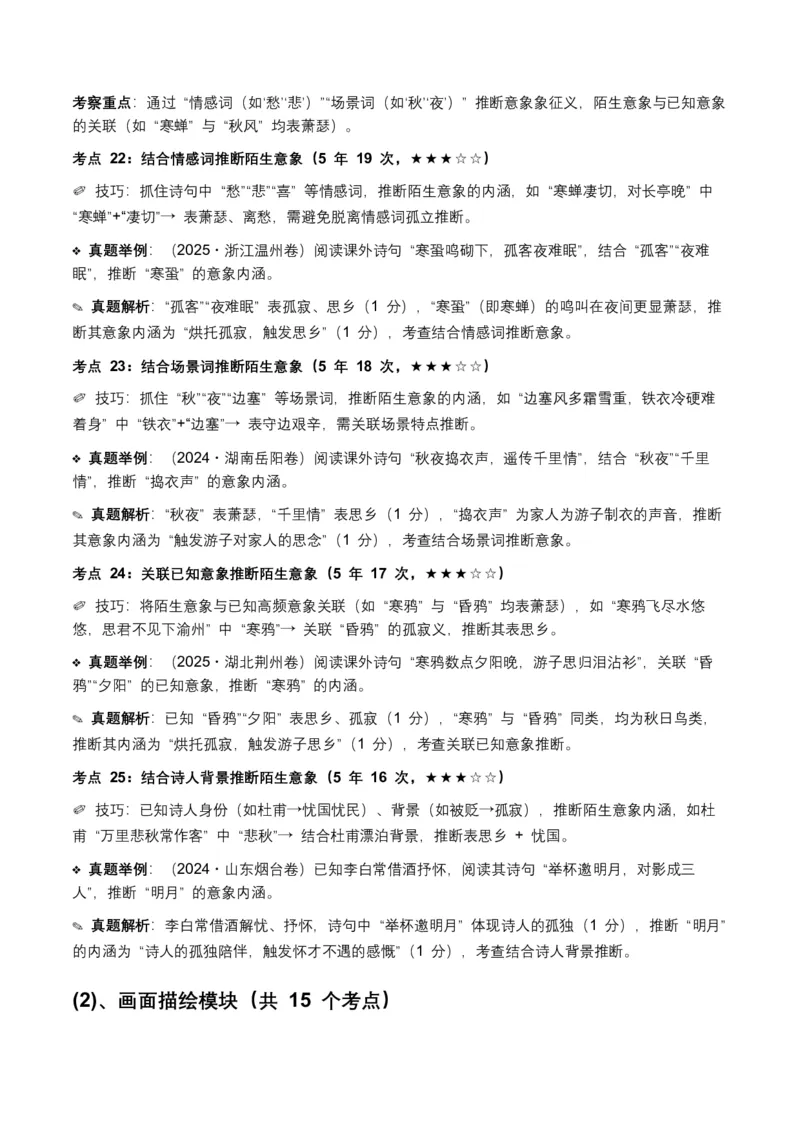 近5年全国各地语文中考意象、画面与意境50个高频考点+30个高频易错点_中考复习资料_语数英物化_1语文中考复习_2026年中考复习（更新中）_2026年全国中考语文一轮复习讲义