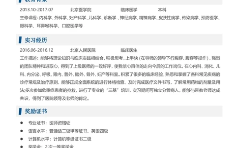 14_小升初《学生简历模板》单页+多页_行业简历_07、医护简历50款_医生简历模板23款