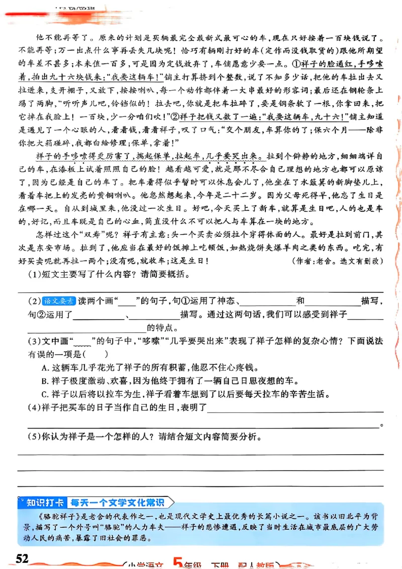 语文王朝霞活页同步练习册5下_2026春小学教辅大合集_8-26春《王朝霞》系列_02.2026春WZX活页同步练习册_26春语文