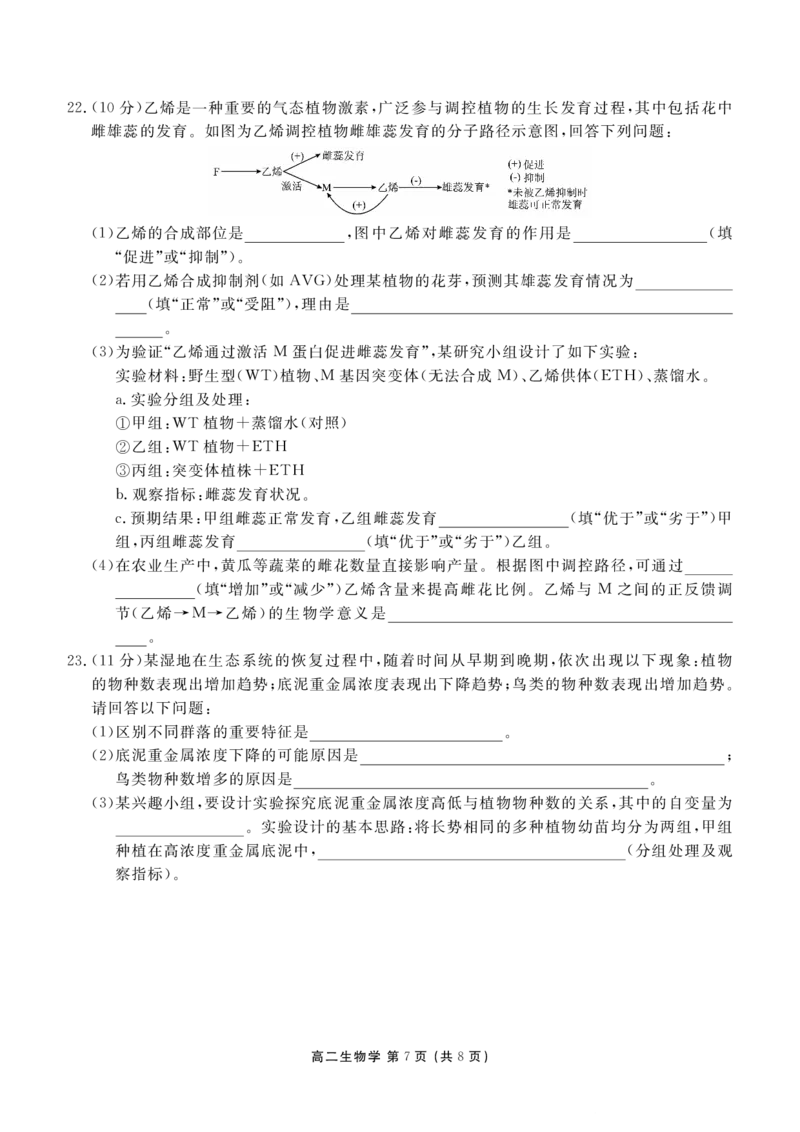 高二期末质量监测生物正文_2026年02月高二试卷_260203辽宁省点石联考2027届高二期末质量监测（全）