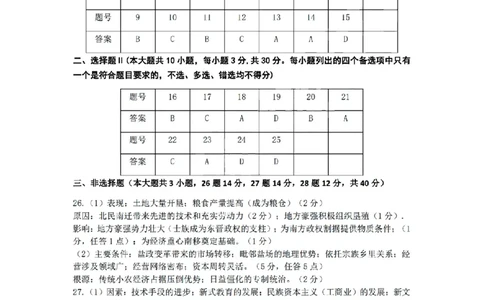 扫描件_高一历史卷参考答案与评分标准_2026年02月高一试卷_260215浙江省金华十校2025-2026学年高一上学期2月期末（全）_浙江省金华十校2025-2026学年高一上学期2月期末历史试题含答案