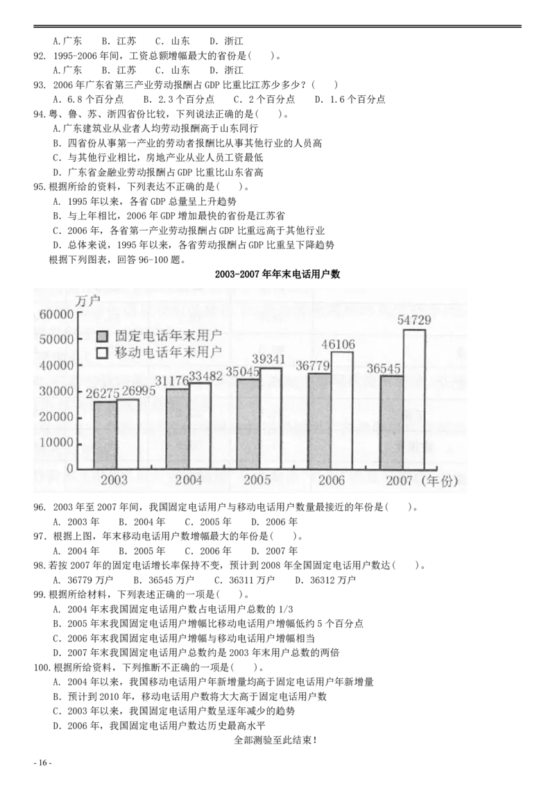 2007年广州市公务员考试《行测》真题_国考省考_省考真题_32广州公务员考试真题pdf版_广州公务员考试真题&mdash;&mdash;行测05-18PDF版_题目