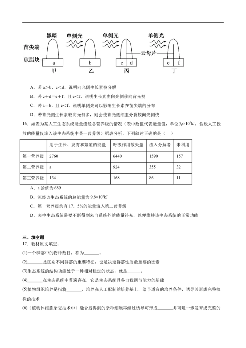 湖南省长沙市雅礼中学2025-2026学年高二上学期期末考试生物试卷（含答案）_2026年02月高二试卷_260207湖南省长沙市雅礼中学2025-2026学年高二上学期期末考试