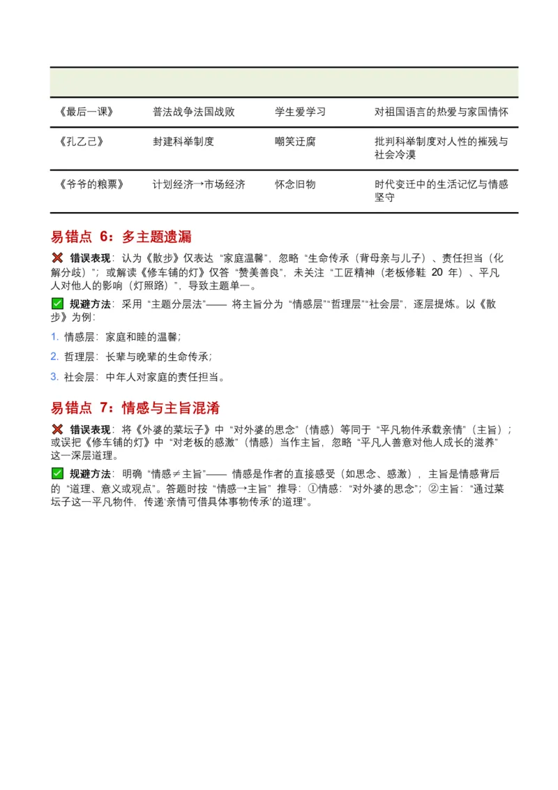 近5年全国各地中考语文记叙文主旨分析6个高频考点+7个高频易错点_中考复习资料_语数英物化_1语文中考复习_2026年中考复习（更新中）_2026年全国中考语文一轮复习讲义