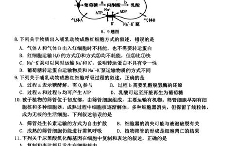 浙江省衢州市2025-2026学年高二上学期2月期末生物试题（图片版，含答案）_2026年02月高二试卷_260222浙江衢州市2025-2026学年高二上学期2月期末（全）
