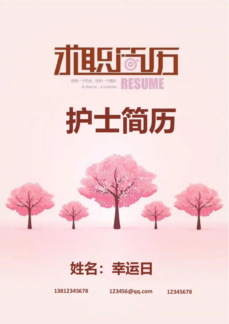4_小升初《学生简历模板》单页+多页_行业简历_07、医护简历50款_护士简历模板27款