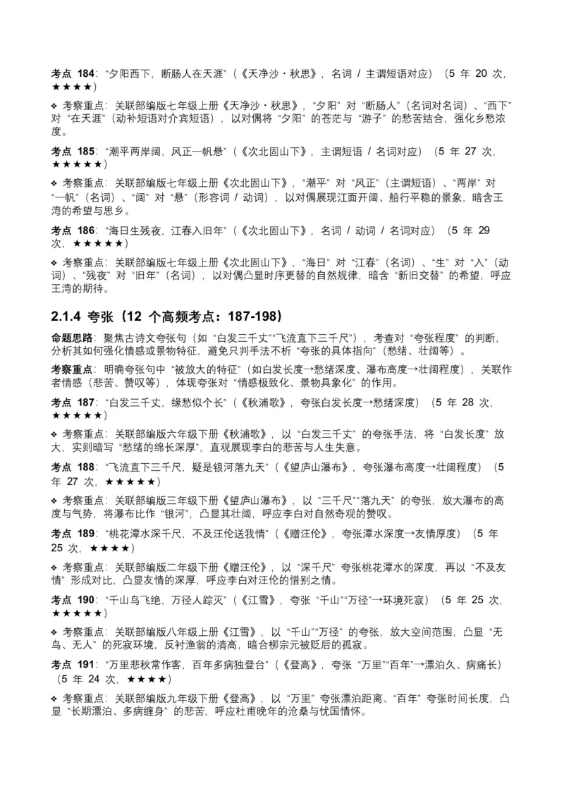 近5年全国中考语文古诗文词句赏析（炼字、炼句)300高频考点+100高频易错点_中考复习资料_语数英物化_1语文中考复习_2026年中考复习（更新中）_2026年全国中考语文一轮复习讲义