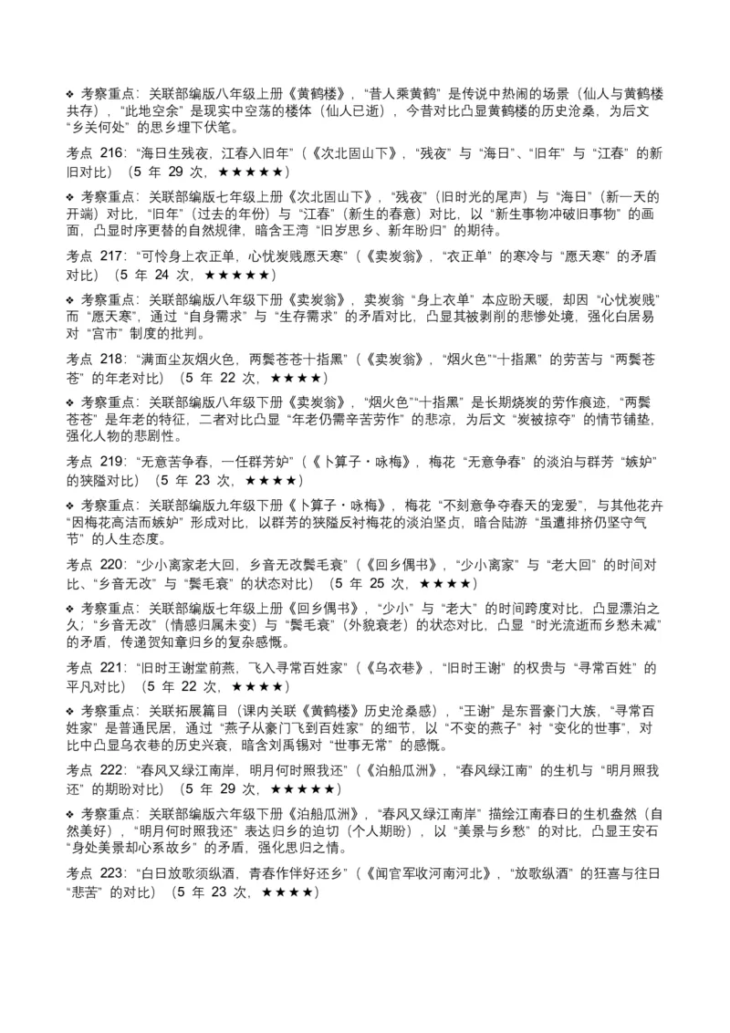 近5年全国中考语文古诗文词句赏析（炼字、炼句)300高频考点+100高频易错点_中考复习资料_语数英物化_1语文中考复习_2026年中考复习（更新中）_2026年全国中考语文一轮复习讲义