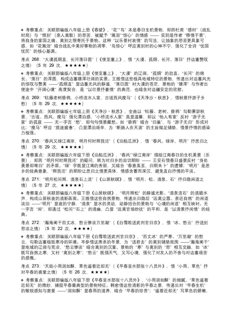 近5年全国中考语文古诗文词句赏析（炼字、炼句)300高频考点+100高频易错点_中考复习资料_语数英物化_1语文中考复习_2026年中考复习（更新中）_2026年全国中考语文一轮复习讲义