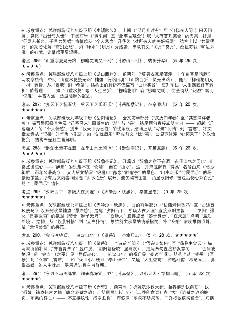 近5年全国中考语文古诗文词句赏析（炼字、炼句)300高频考点+100高频易错点_中考复习资料_语数英物化_1语文中考复习_2026年中考复习（更新中）_2026年全国中考语文一轮复习讲义