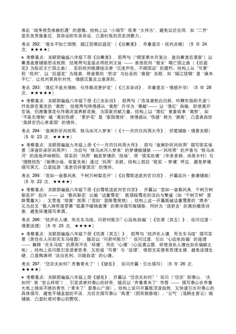 近5年全国中考语文古诗文词句赏析（炼字、炼句)300高频考点+100高频易错点_中考复习资料_语数英物化_1语文中考复习_2026年中考复习（更新中）_2026年全国中考语文一轮复习讲义