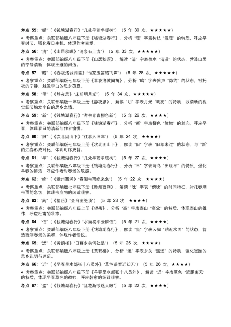 近5年全国中考语文古诗文词句赏析（炼字、炼句)300高频考点+100高频易错点_中考复习资料_语数英物化_1语文中考复习_2026年中考复习（更新中）_2026年全国中考语文一轮复习讲义
