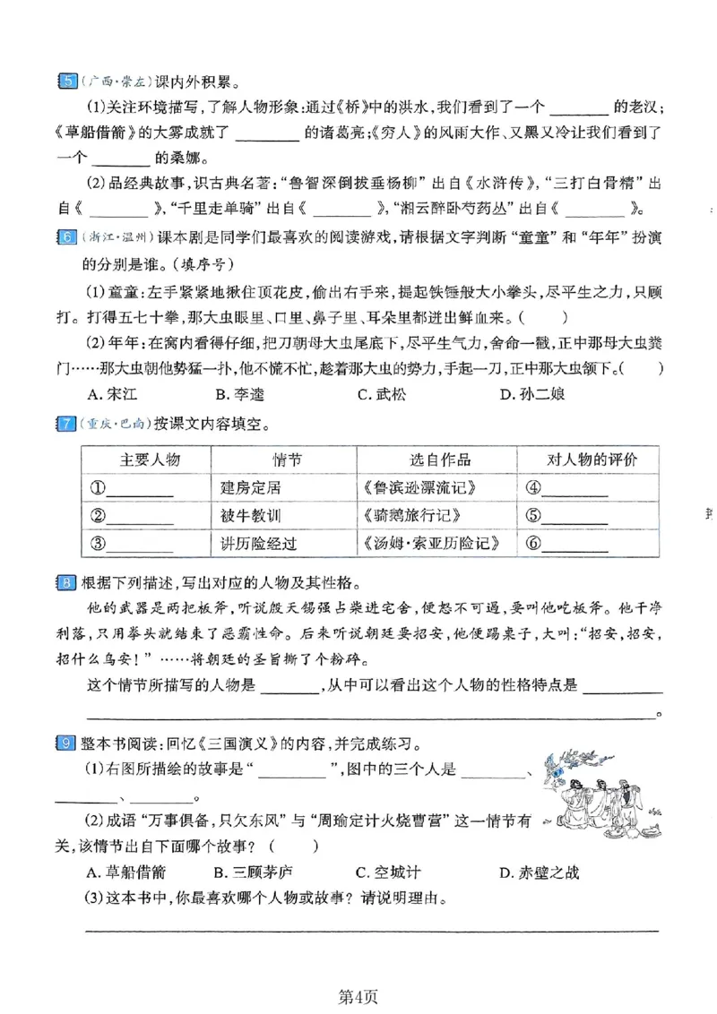 六年级（下）语文文学累积与名著阅读专项练习卷_小升初语文期末复习资料（阅读专项+写作专项+古诗文专项）