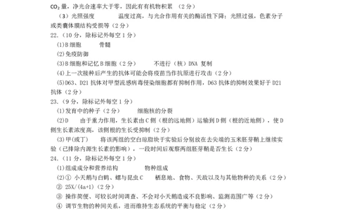 攀枝花市2025-2026学年度高二（上）教学质量监测样卷生物答案_2026年02月高二试卷_260203四川省攀枝花市2025-2026学年度高二（上）教学质量监测样卷（全）