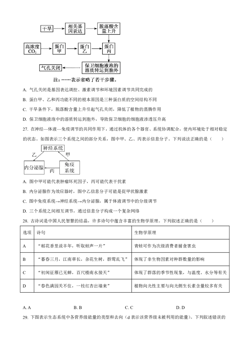 生物2025-2026长春汽三高二上期末考试_2026年02月高二试卷_260209吉林省长春市长春汽车经济技术开发区第三中学2025-2026学年高二上学期期末考试（全）